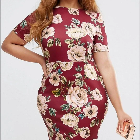 ASOS Curve | Dresses | Floral Bodycon Midi Dress | Poshmark